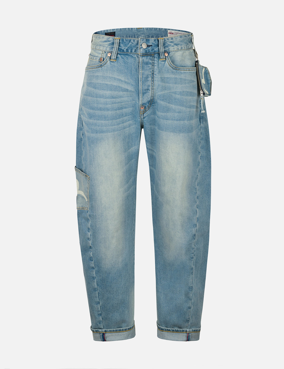 多口袋和海鷗印花立體版型牛仔褲